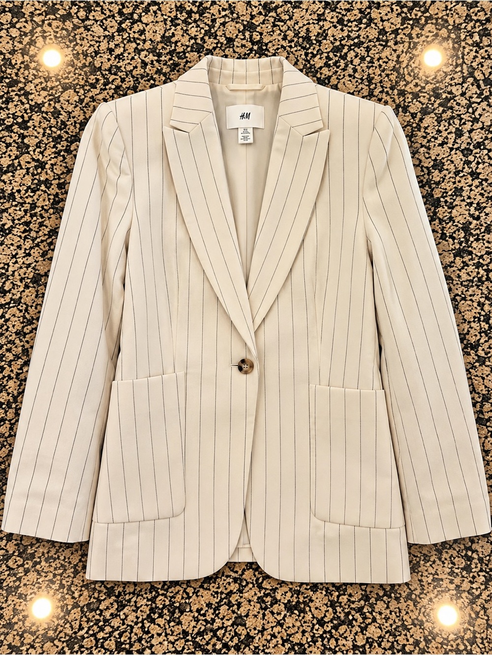 H&M Cream Pinstripe Blazer